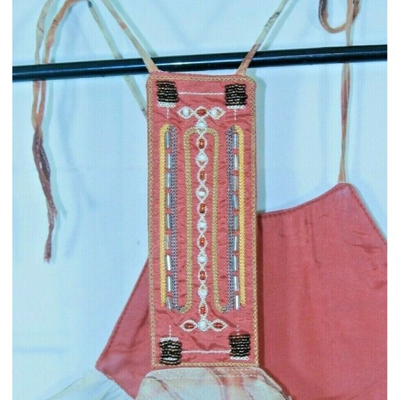 An'ge Scarf Halter Top Designer Boho Beaded Blouse Womens Size S/M - Picture 6 of 7